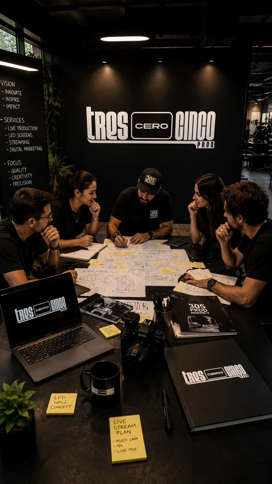 305 Prod Agency team planning a production
